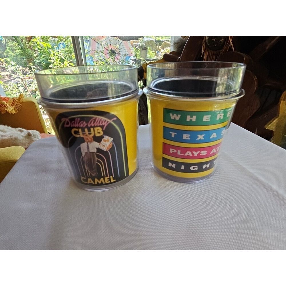 2 Vintage JOE CAMEL DALLAS ALLEY NIGHTCLUB Cups Texas Plays At Night 1993 - Picture 7 of 10